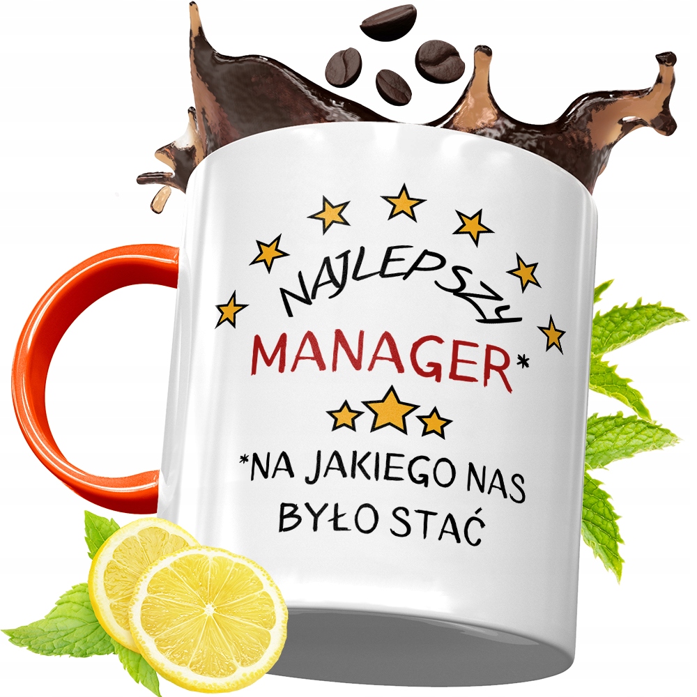 Kubek Pomarańczowy Dla Managera Prezent Z Nadrukiem Ze Zdjęciem