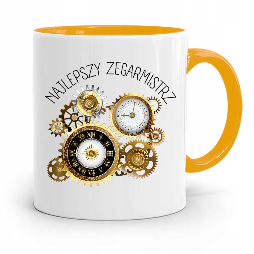 Kubek Żółty Dla Zegarmistrza Najlepszy Zegarmistrz Z Nadrukiem Ze Zdjęciem