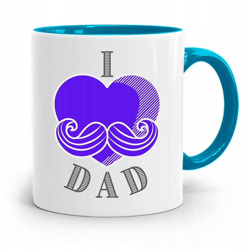 Kubek Błękitny Prezent Dla Taty Ojca I Love Dad Z Nadrukiem Ze Zdjęciem