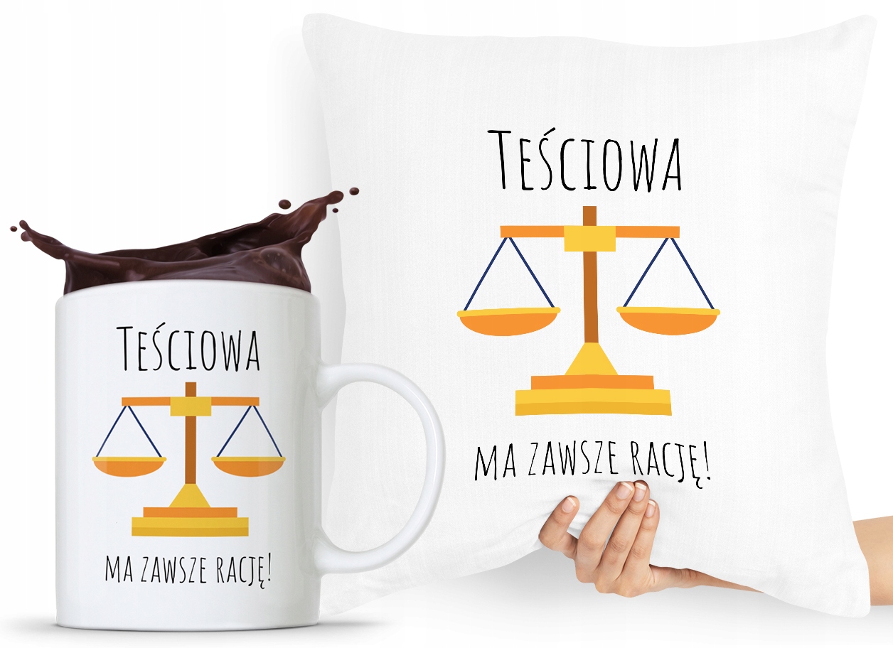 Zestaw Poduszka + Kubek Prezent Dla Teściowej Mamy Z Nadrukiem Ze Zdjęciem