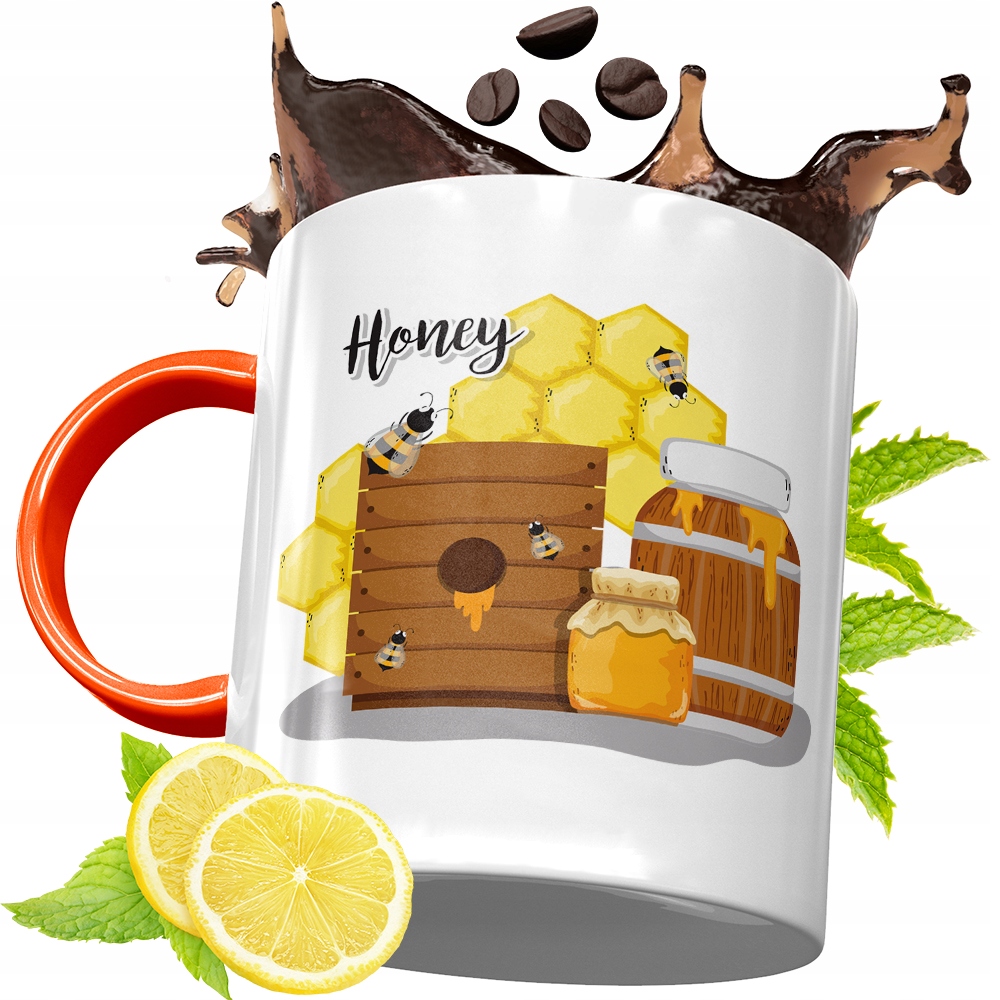 Kubek Pomarańczowy Dla Pszczelarza Prezent Z Nadrukiem Ze Zdjęciem