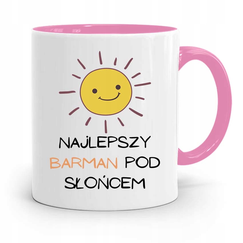 Kubek Różowy Dla Barmana Najlepszy Pod Słońcem Z Nadrukiem Ze Zdjęciem