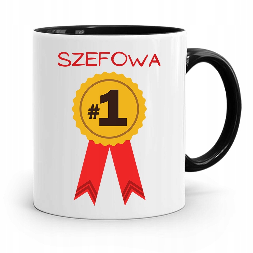 Kubek Czarny Prezent Szefowej Szefowa Numer Jeden Z Nadrukiem Ze Zdjęciem