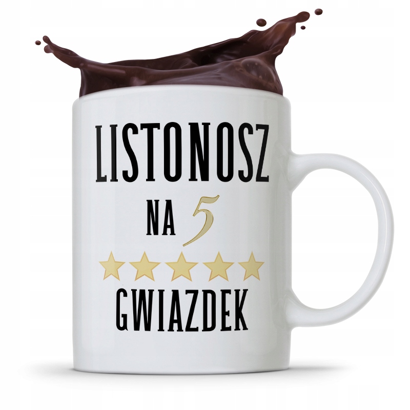 Kubek Prezent Dla Listonosza Na Pięć Gwiazdek Z Nadrukiem Ze Zdjęciem