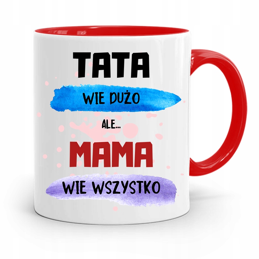 Kubek Czerwony Prezent Dla Mamy Mama Wie Wszystko Z Nadrukiem Ze Zdjęciem