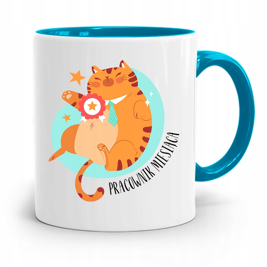 Pracownika Kubek Błękitny Pracownik Miesiąca Z Nadrukiem Ze Zdjęciem