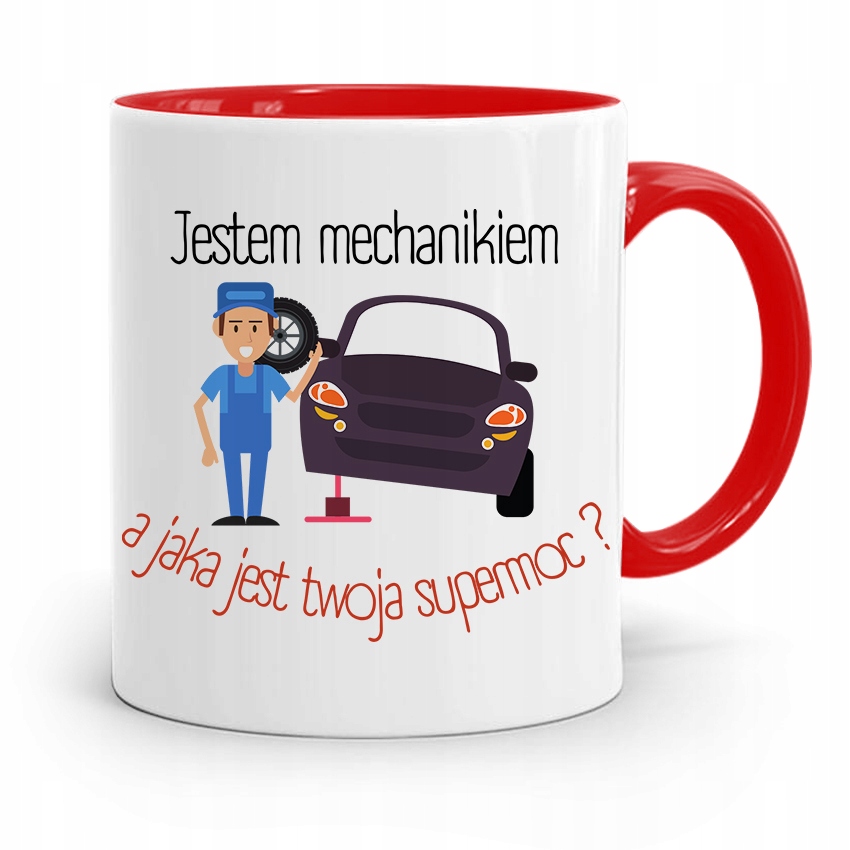 Kubek Czerwony Dla Mechanika Jestem Mechanikiem Z Nadrukiem Ze Zdjęciem