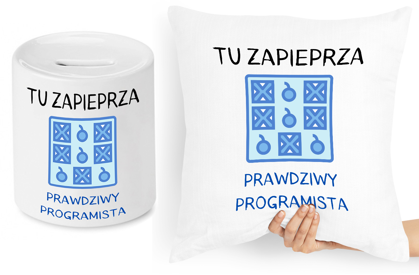 Dla Informatyka Zestaw Poduszka + Skarbonka Z Nadrukiem Ze Zdjęciem