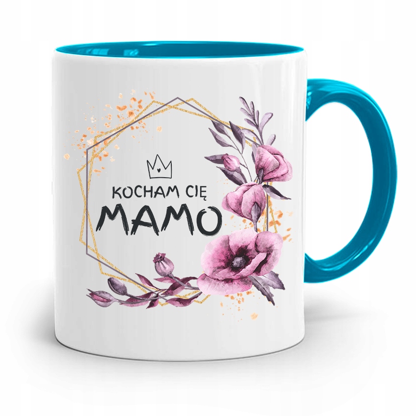 Kubek Błękitny Dla Mamy Kocham Cię Mamo Prezent Z Nadrukiem Ze Zdjęciem