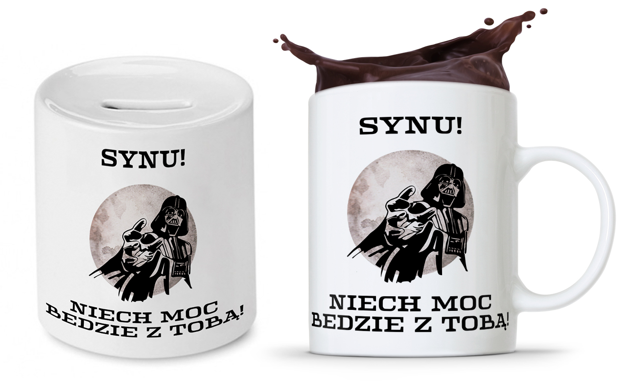 Zestaw Dla Syna Dziecka Prezent Kubek + Skarbonka Z Nadrukiem Ze Zdjęciem