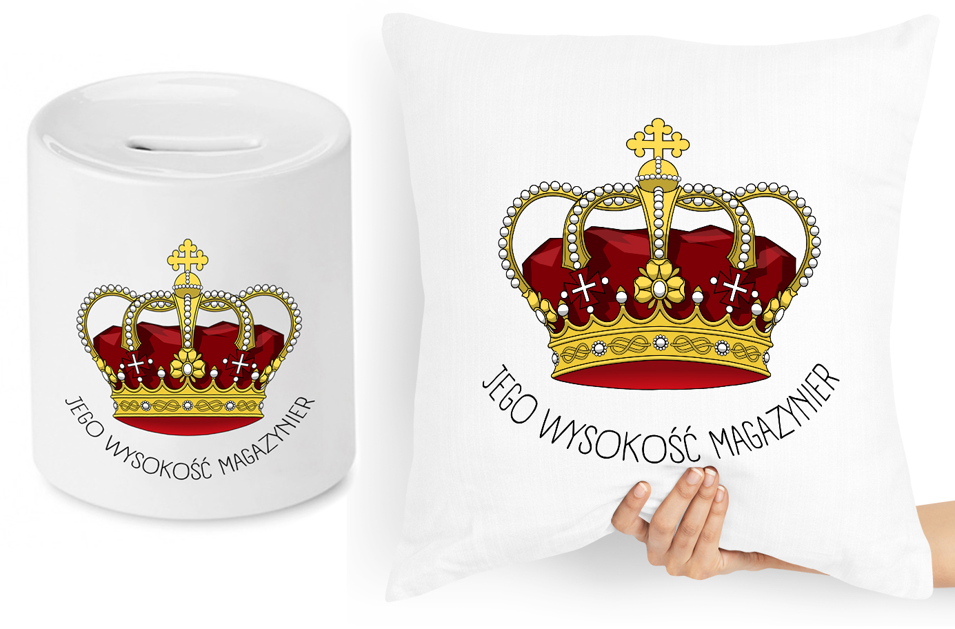 Dla Magazyniera Zestaw Poduszka + Skarbonka Z Nadrukiem Ze Zdjęciem