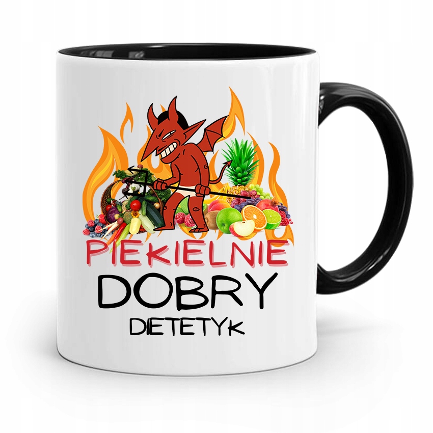 Dla Dietetyka Dietetyczki Kubek Czarny Na Prezent Z Nadrukiem Ze Zdjęciem