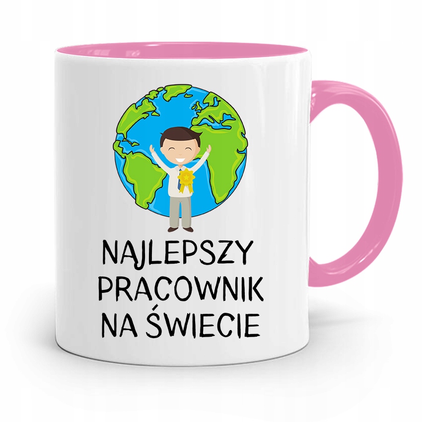 Dla Pracownika Kubek Różowy Najlepszy Na Świecie Z Nadrukiem Ze Zdjęciem