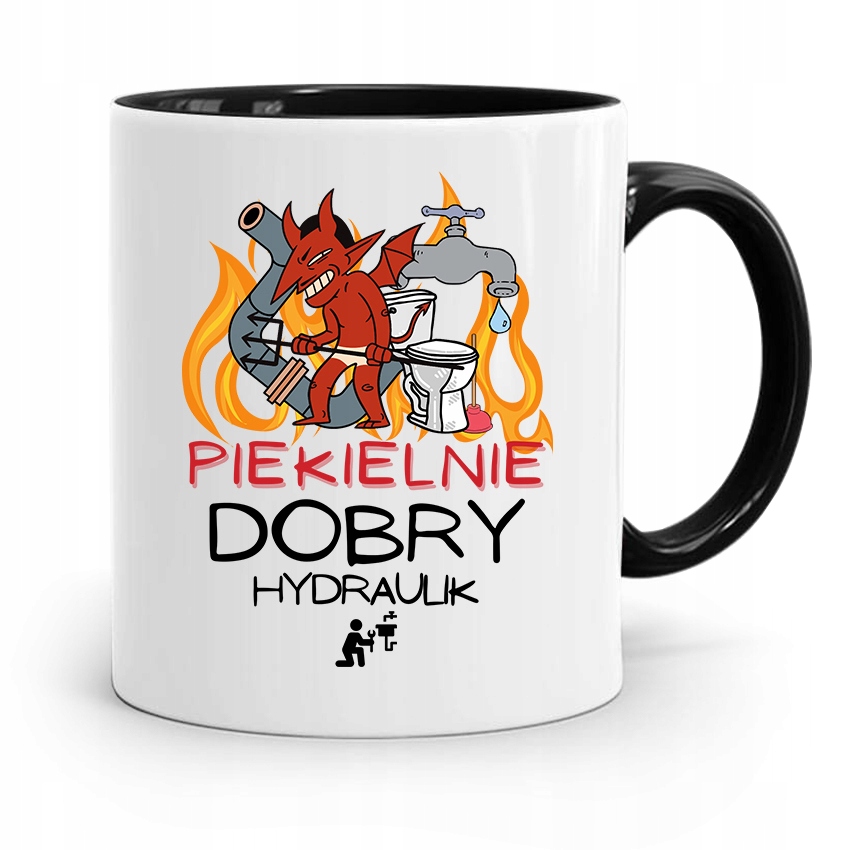 Kubek Czarny Prezent Dla Hydraulika Piekielnie Z Nadrukiem Ze Zdjęciem
