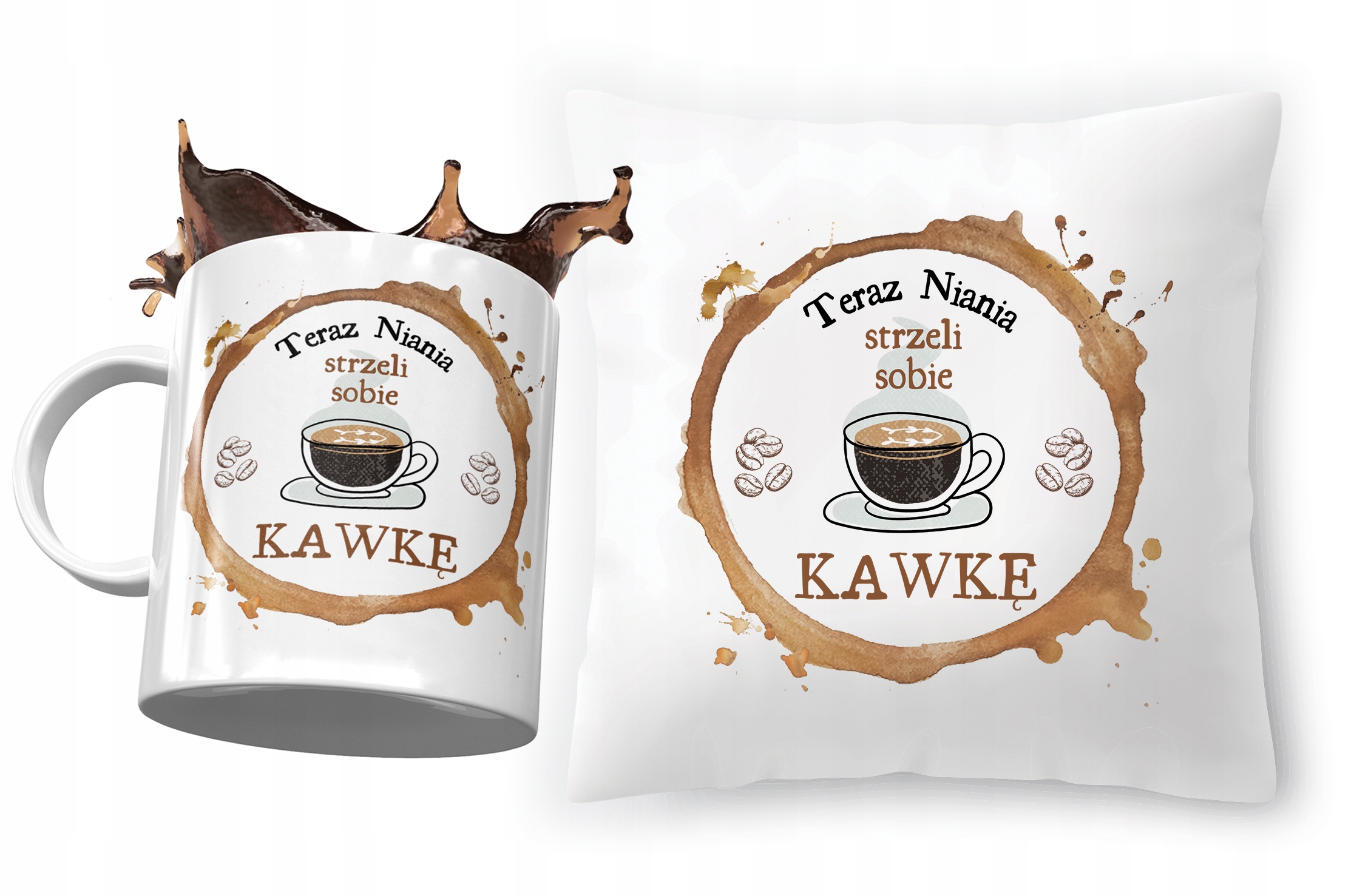 Zestaw Dla Niani Poduszka + Kubek Na Prezent Z Nadrukiem Ze Zdjęciem