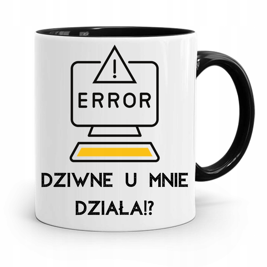 Kubek Czarny Informatyka Programisty U Mnie Działa Z Nadrukiem Ze Zdjęciem