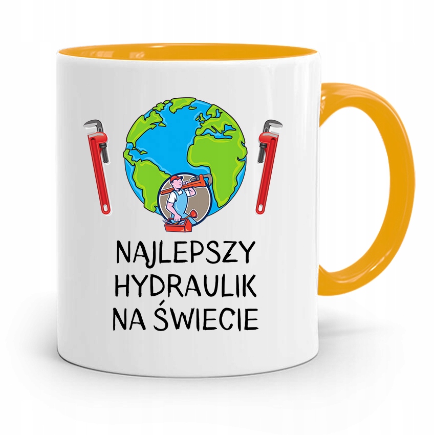 Kubek Żółty Dla Hydraulika Najlepszy Hydraulik Z Nadrukiem Ze Zdjęciem
