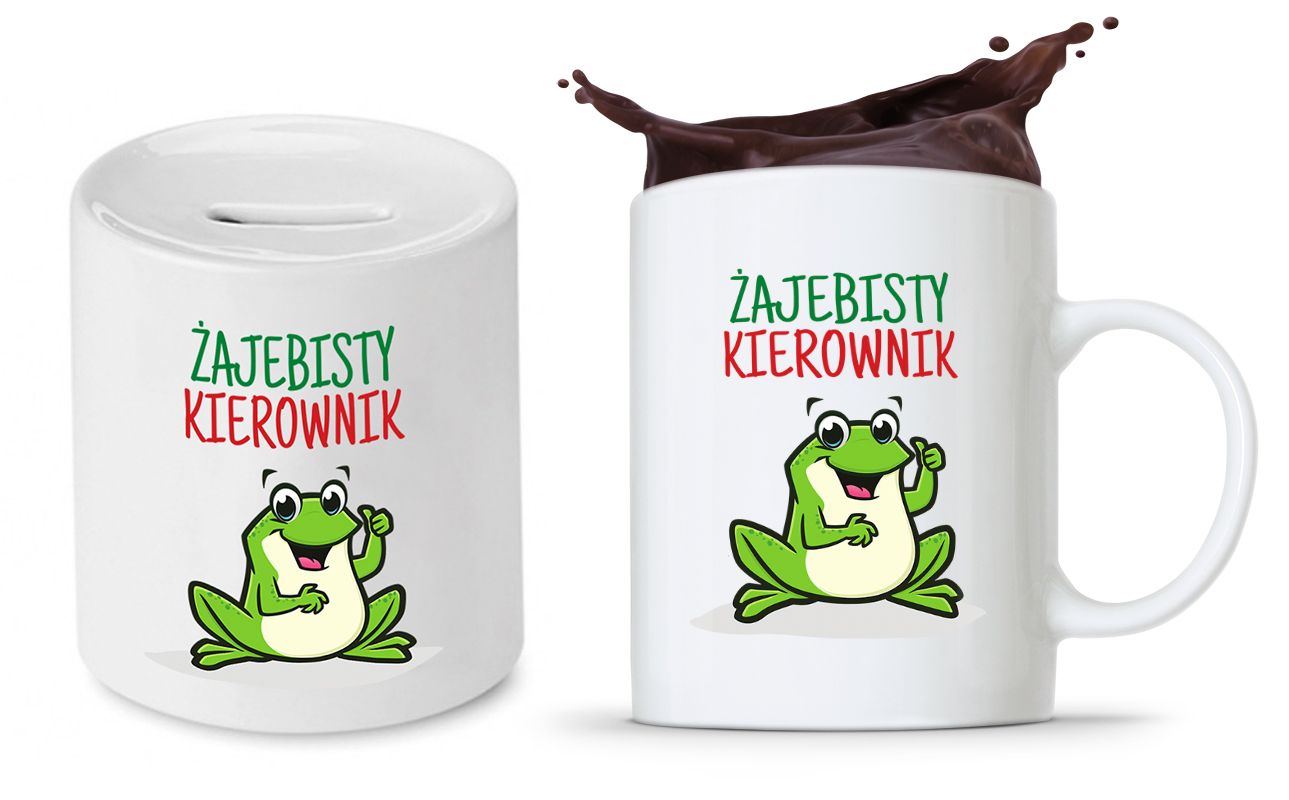 Dla Kierownika Zestaw Kubek + Skarbonka Prezent Z Nadrukiem Ze Zdjęciem