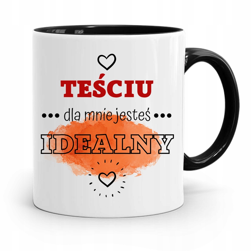 Kubek Czarny Dla Teścia Dla Mnie Jesteś Idealny Z Nadrukiem Ze Zdjęciem