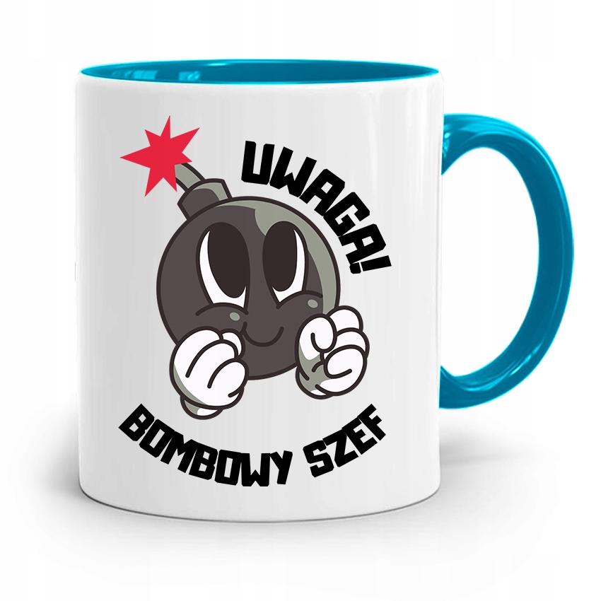 Kubek Błękitny Dla Szefa Szefowa Bombowy Prezent Z Nadrukiem Ze Zdjęciem