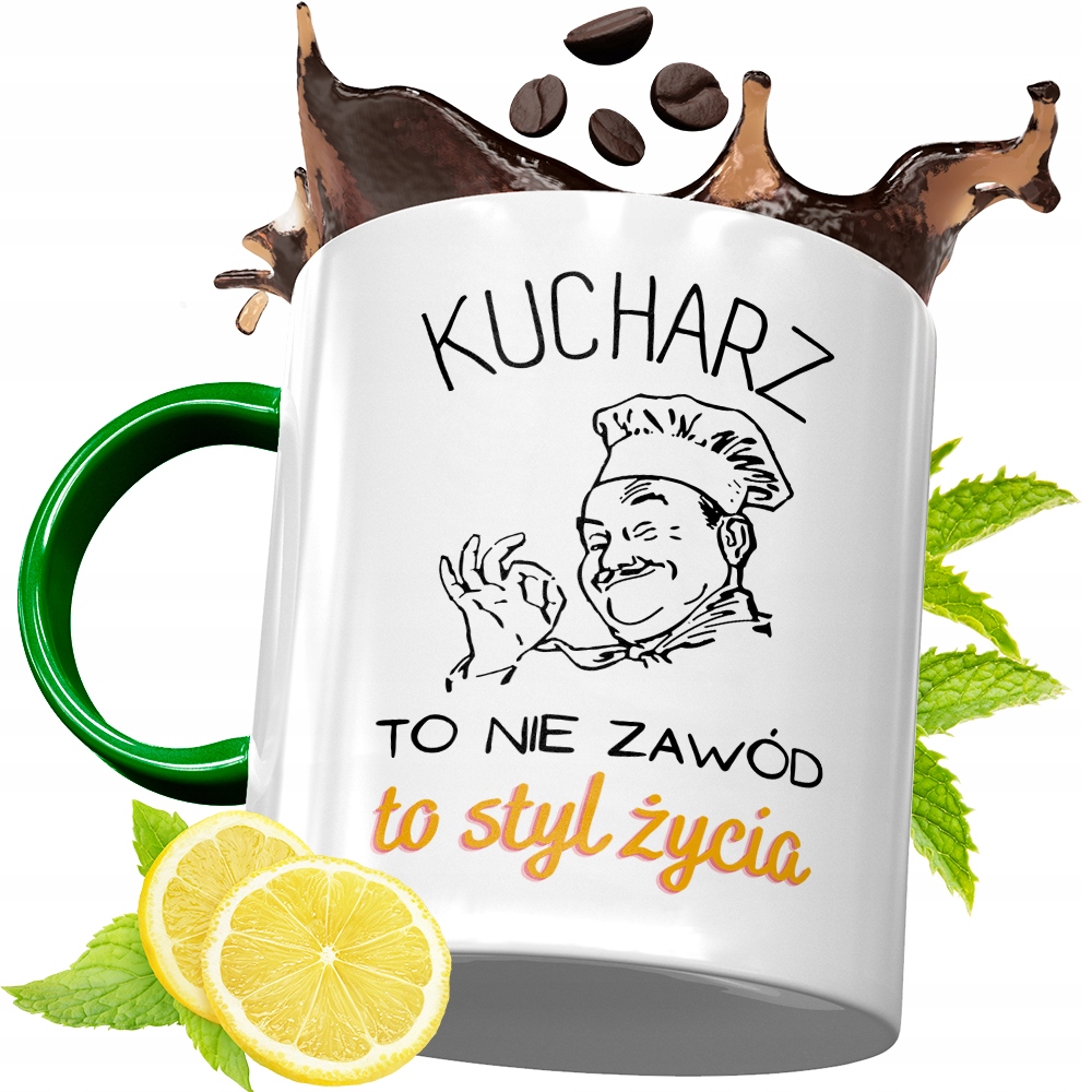 Kubek Zielony Dla Kucharza Idealny Prezent Z Nadrukiem Ze Zdjęciem