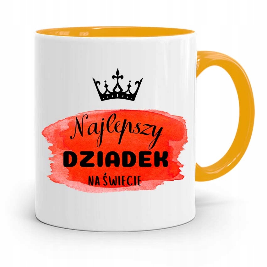 Kubek Żółty Na Dzień Dziadka Najlepszy Dziadek Z Nadrukiem Ze Zdjęciem