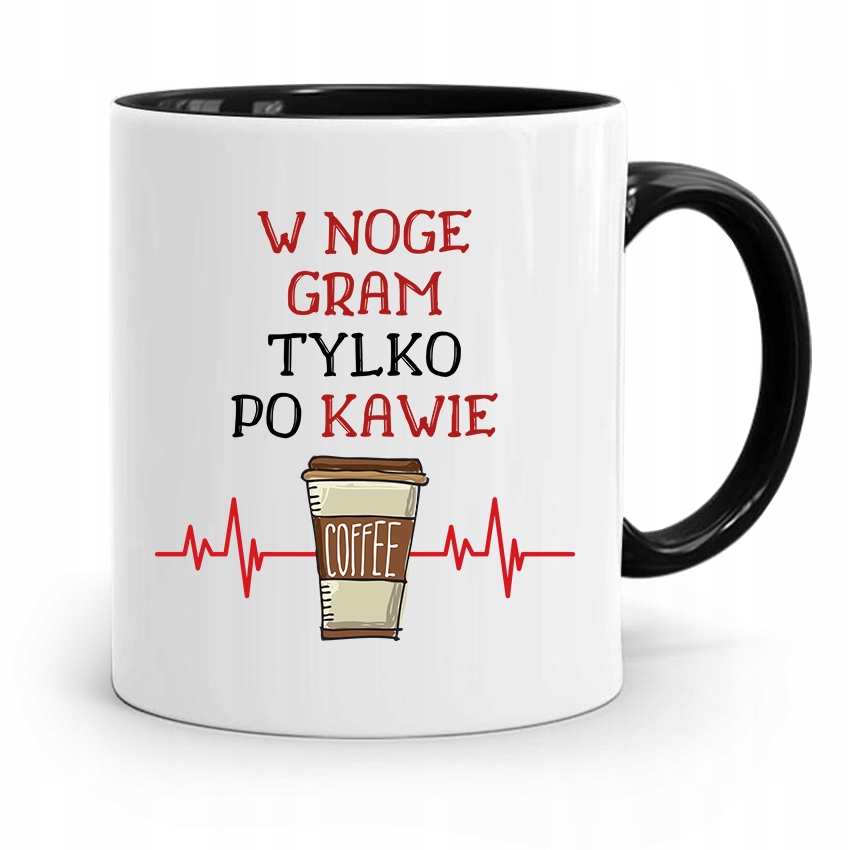 Kubek Czarny Prezent Dla Piłkarza Tylko Po Kawie Z Nadrukiem Ze Zdjęciem