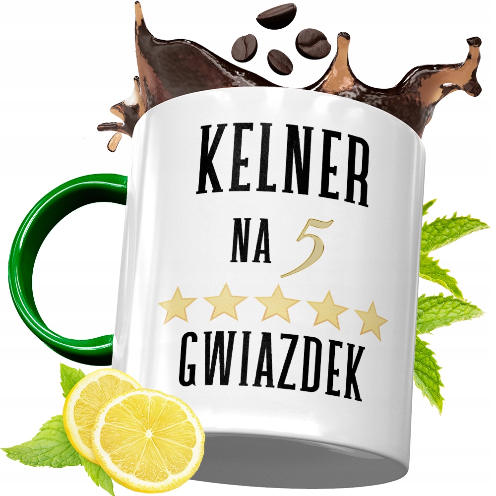 Kubek Zielony Dla Kelnera Kelnerki Na Prezent Z Nadrukiem Ze Zdjęciem