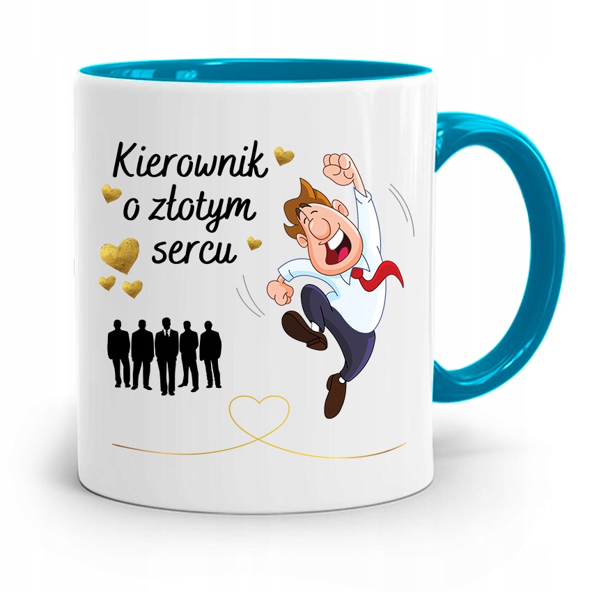Kubek Błękitny Dla Kierownika O Złotym Sercu Z Nadrukiem Ze Zdjęciem