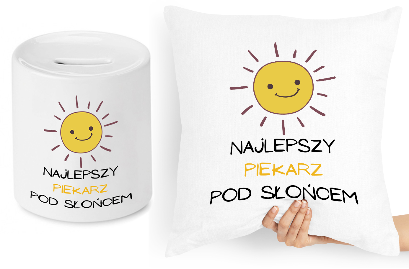 Dla Piekarza Zestaw Poduszka + Skarbonka Prezent Z Nadrukiem Ze Zdjęciem