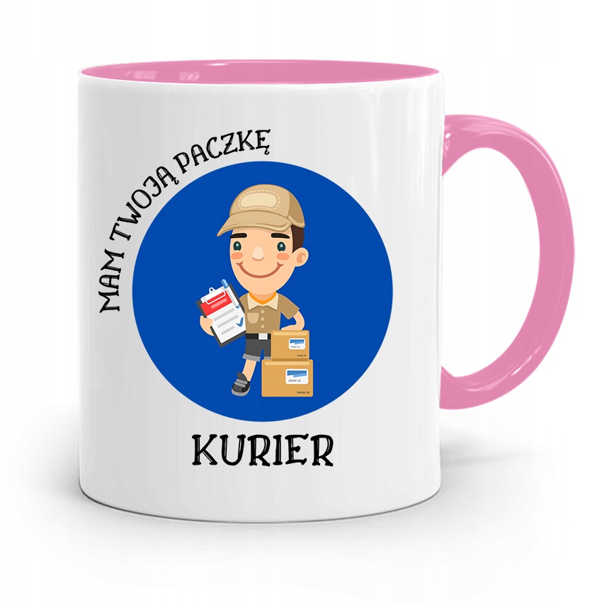 Kubek Różowy Dla Kuriera Mam Twoją Paczkę Prezent Z Nadrukiem Ze Zdjęciem