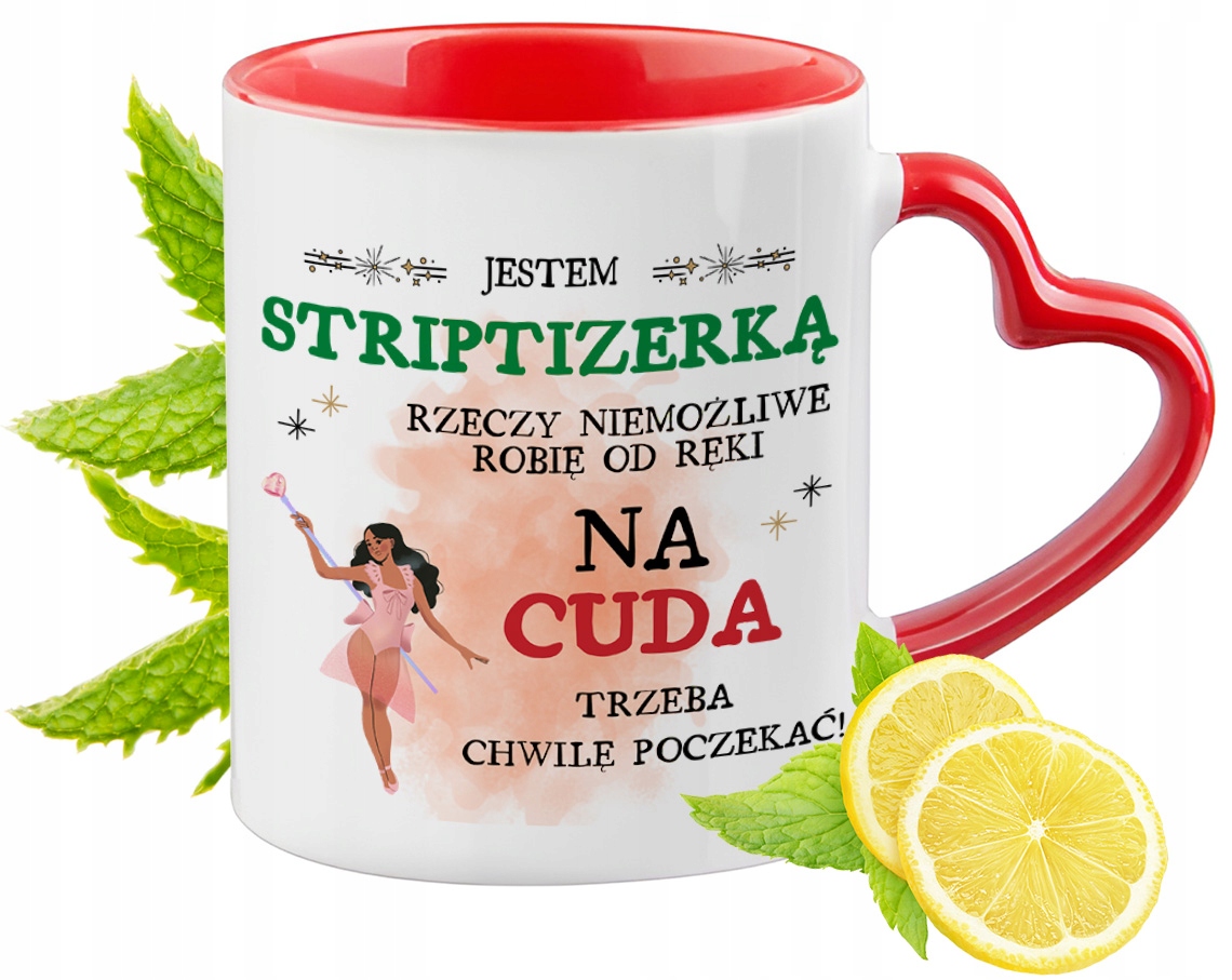 Dla Striptizerki Czerwony Z Uszkiem W Kształcie Serca Na Prezent Znadrukiem