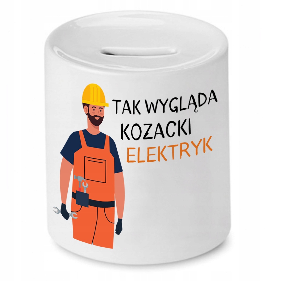 Skarbonka Prezent Dla Elektryka Wygląda Kozacki Z Nadrukiem Ze Zdjęciem