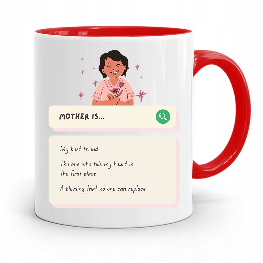 Kubek Czerwony Prezent Dla Mamy Matki Mother Is... Z Nadrukiem Ze Zdjęciem