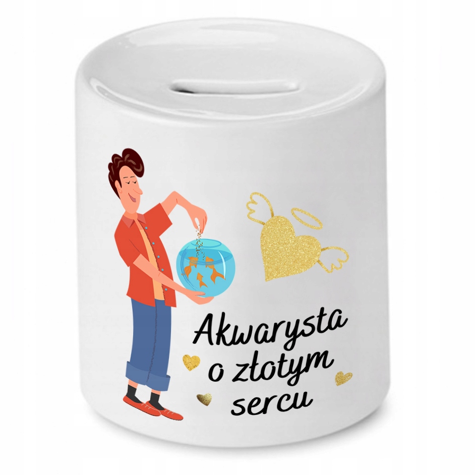 Dla Akwarysty Skarbonka Akwarysta O Złotym Sercu Z Nadrukiem Ze Zdjęciem Z
