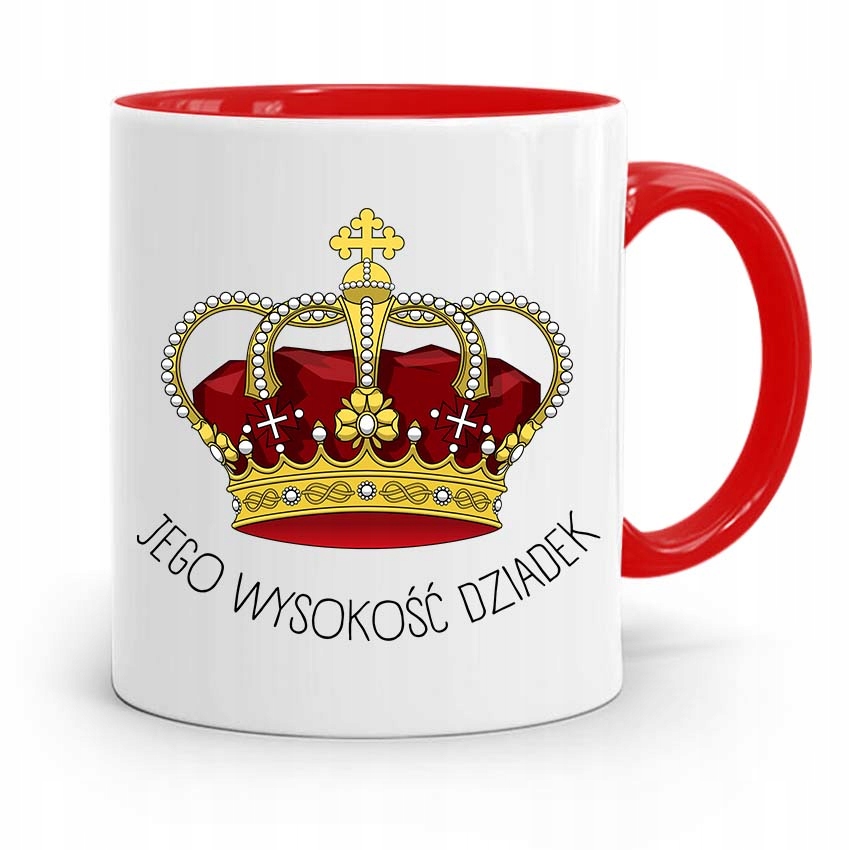 Kubek Czerwony Dla Dziadka Jego Wysokość Dziadek Z Nadrukiem Ze Zdjęciem