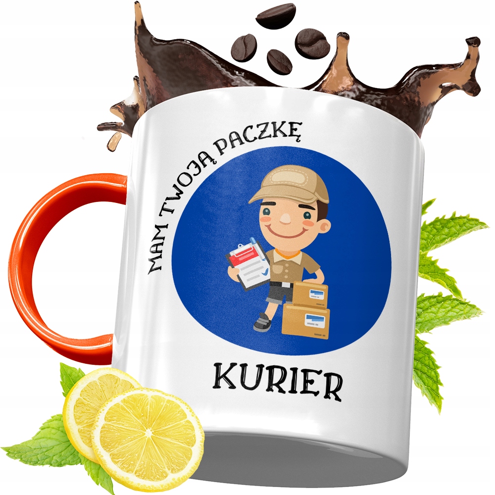 Kubek Pomarańczowy Dla Kuriera Na Urodziny Prezent Z Nadrukiem Ze Zdjęciem