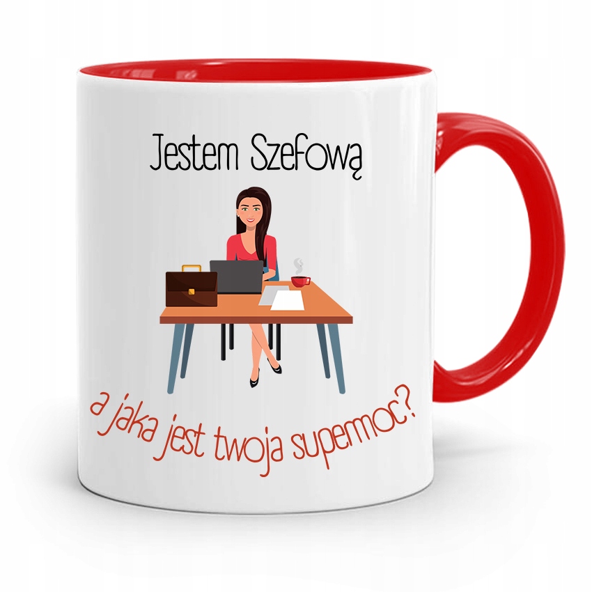 Kubek Czerwony Dla Szefowej Jestem Szefową Prezent Z Nadrukiem Ze Zdjęciem