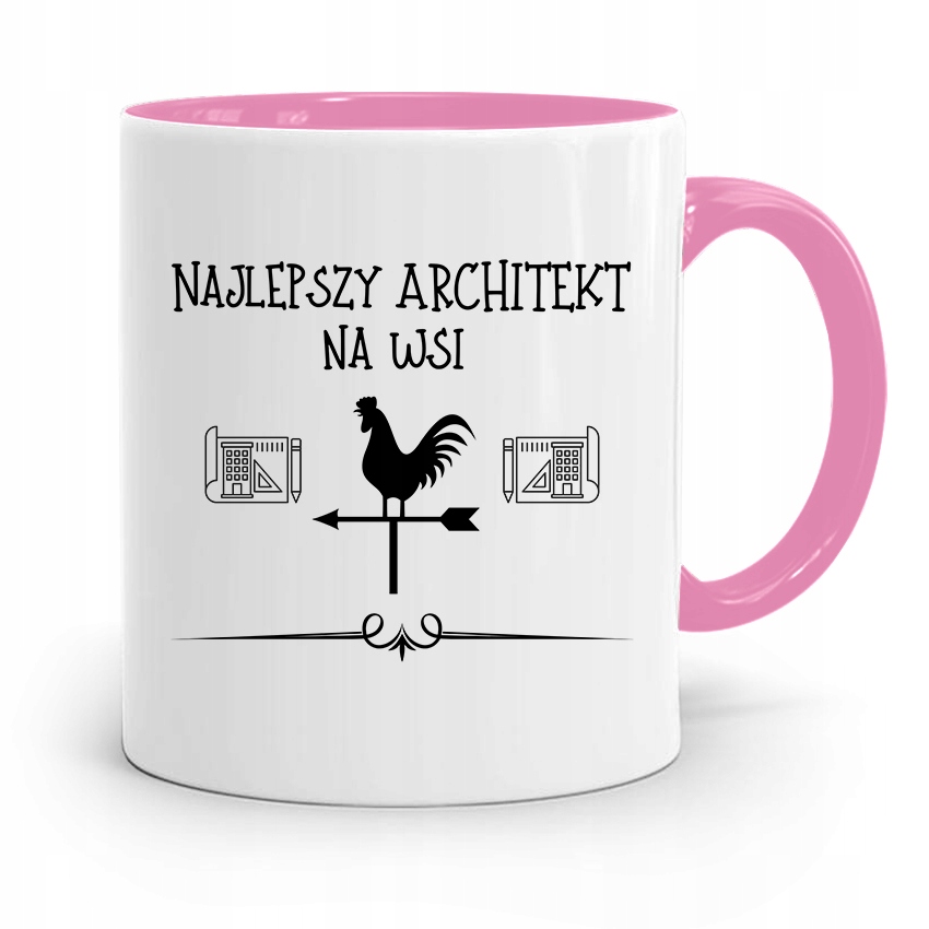 Kubek Różowy Architekta Najlepszy Na Wsi Prezent Z Nadrukiem Ze Zdjęciem