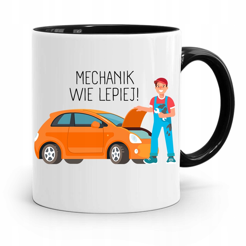 Kubek Czarny Dla Mechanika Mechanik Wie Lepiej! Z Nadrukiem Ze Zdjęciem