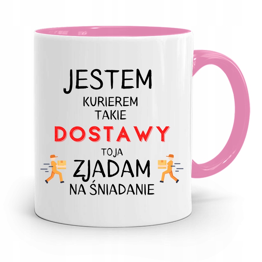 Kubek Różowy Dla Kuriera Jestem Kurierem Prezent Z Nadrukiem Ze Zdjęciem