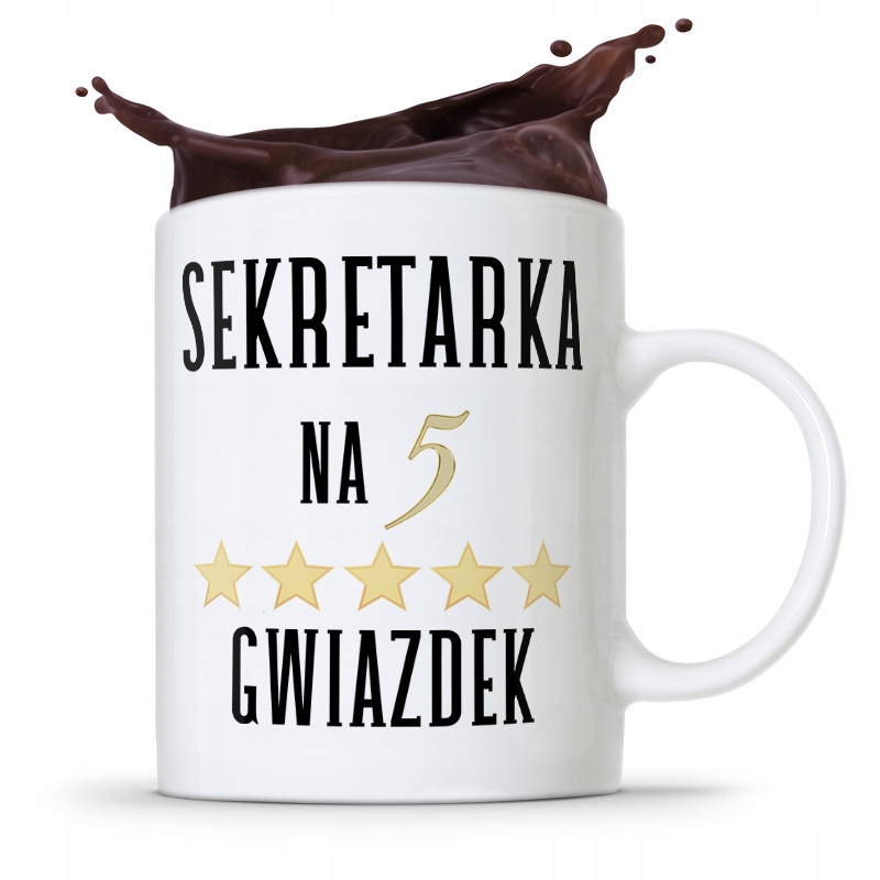 Kubek Prezent Dla Sekretarki Na 5 Gwiazdek Z Nadrukiem Ze Zdjęciem