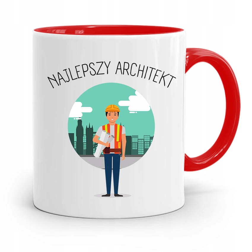 Kubek Czerwony Architekta Najlepszy Architekt Z Nadrukiem Ze Zdjęciem