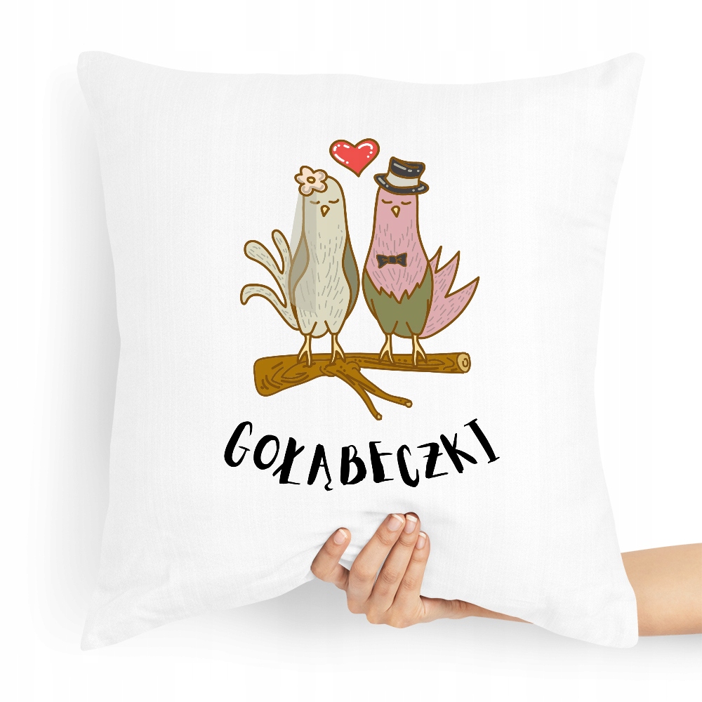 Poduszka Prezent Na Walentynki Gołąbeczki Z Nadrukiem Ze Zdjęciem