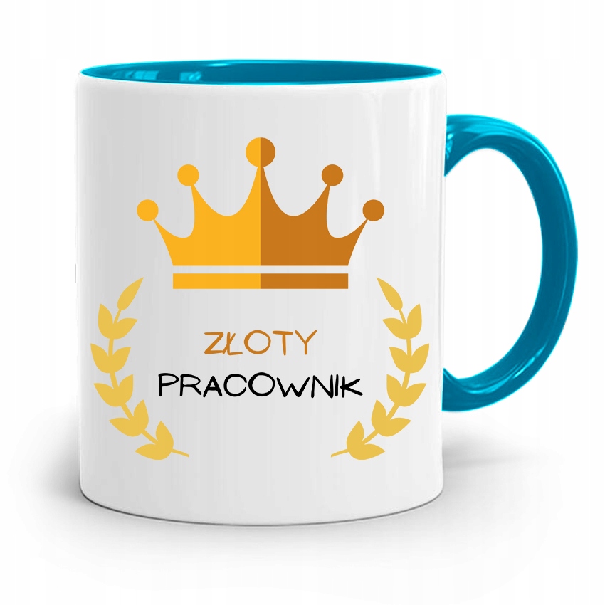 Pracownika Kubek Błękitny Złoty Pracownik Z Nadrukiem Ze Zdjęciem
