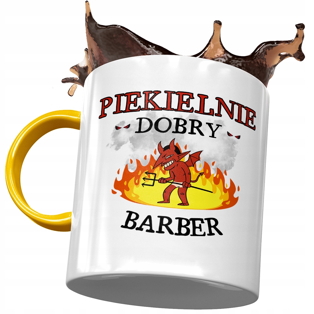 Kubek Żółty Dla Barbera Piekielnie Dobry Barber Z Nadrukiem Ze Zdjęciem