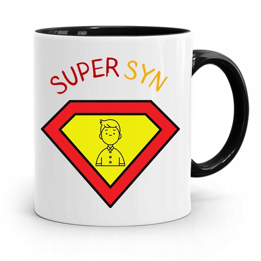 Kubek Czarny Prezent Dla Syna Dziecka Super Syn Z Nadrukiem Ze Zdjęciem