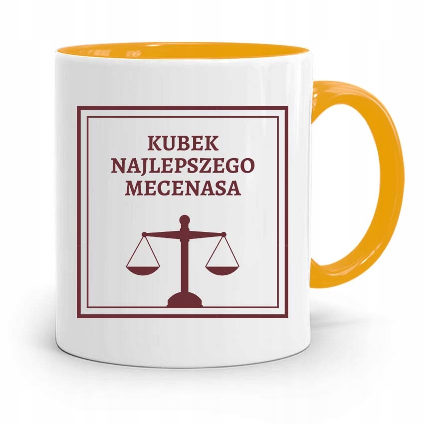 Kubek Żółty Prawnika Mecenasa Najlepszy Mecenas Z Nadrukiem Ze Zdjęciem