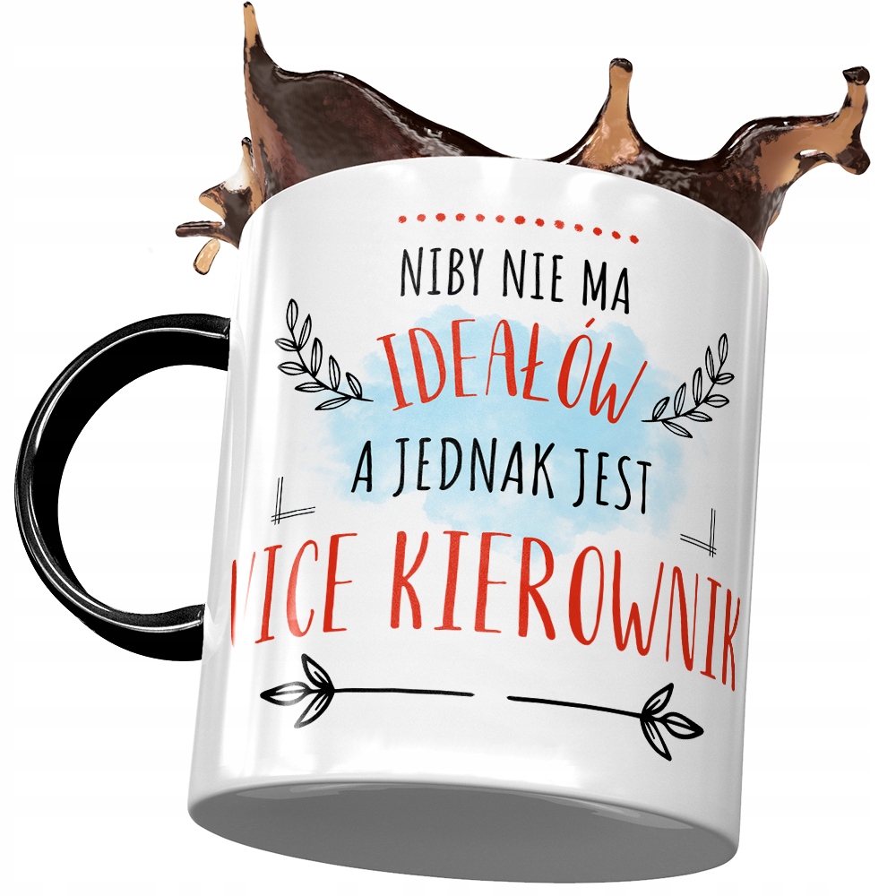 Kubek Czarny Dla Vice Kierownika Nie Ma Ideałów Z Nadrukiem Ze Zdjęciem