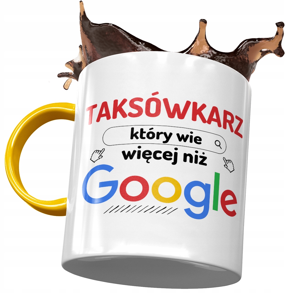 Kubek Żółty Dla Taksówkarza Wie Więcej Niż Google Z Nadrukiem Ze Zdjęciem